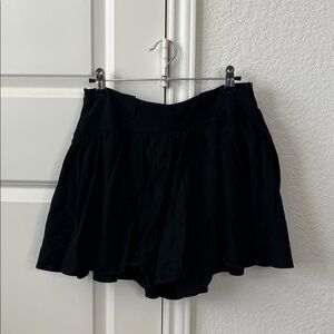 EGGKA High Rise Flat Front Wide Leg Asym Waistband Short